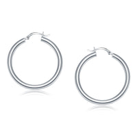 14k White Gold Polished Hoop Earrings (4x40mm)