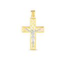 14k Two Tone Gold High Polish Diamond Cut Cross Pendant