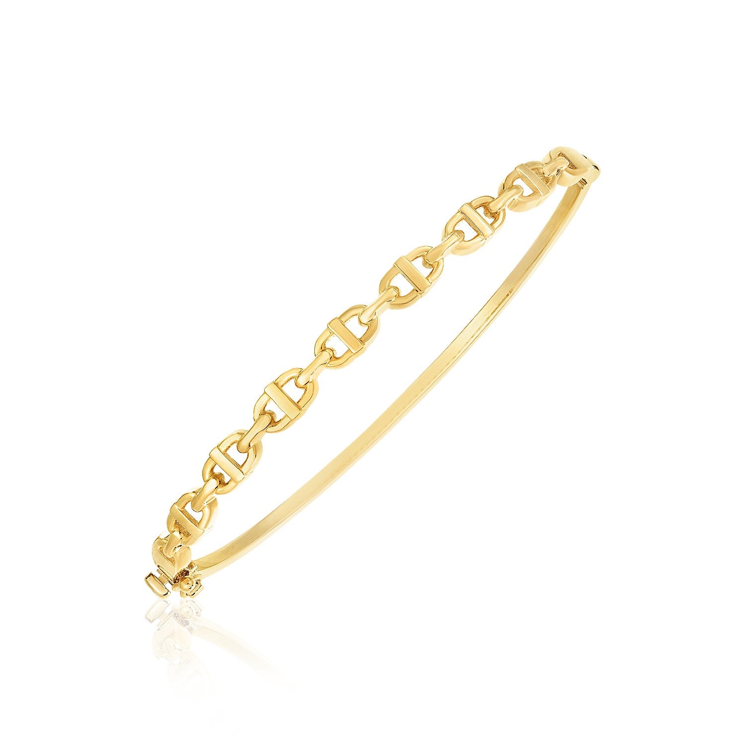 14k Yellow Gold High Polish Puffed Mariner Link Bangle (4.60 mm)