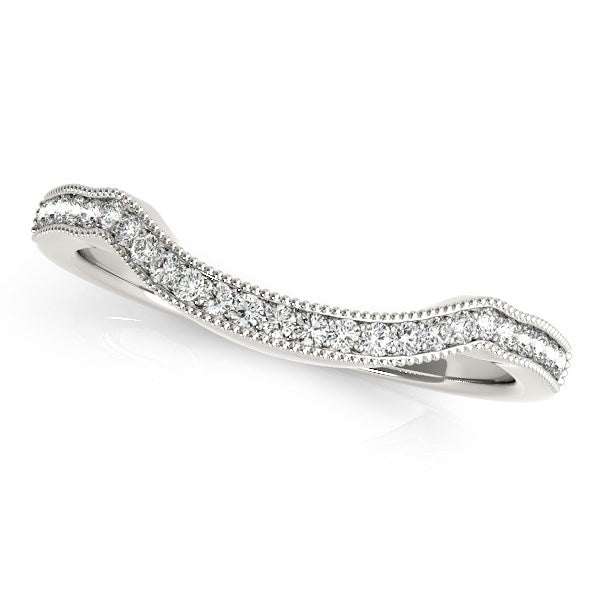 14k White Gold Curvy Style Pave Set Diamond Wedding Band (1/6 cttw)