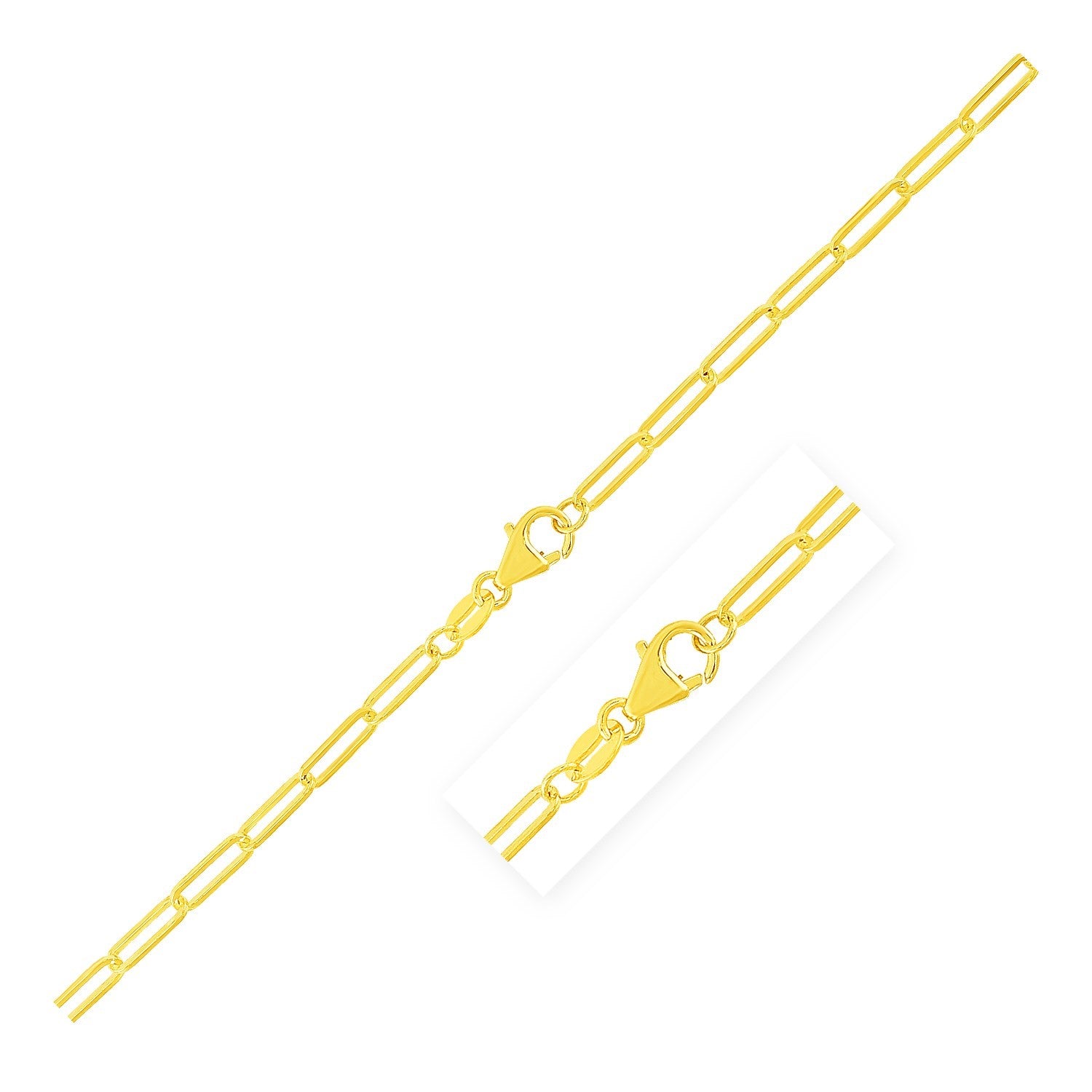 10K Yellow Gold Paperclip Bracelet  (2.50 mm)