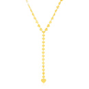 14k Yellow Gold Mirrored Heart Chain Lariat Necklace