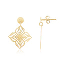 14K Yellow Gold High Polish Flower Cutout Earrings