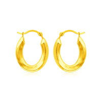 14k Yellow Gold Polished Oval Hoop Earrings
