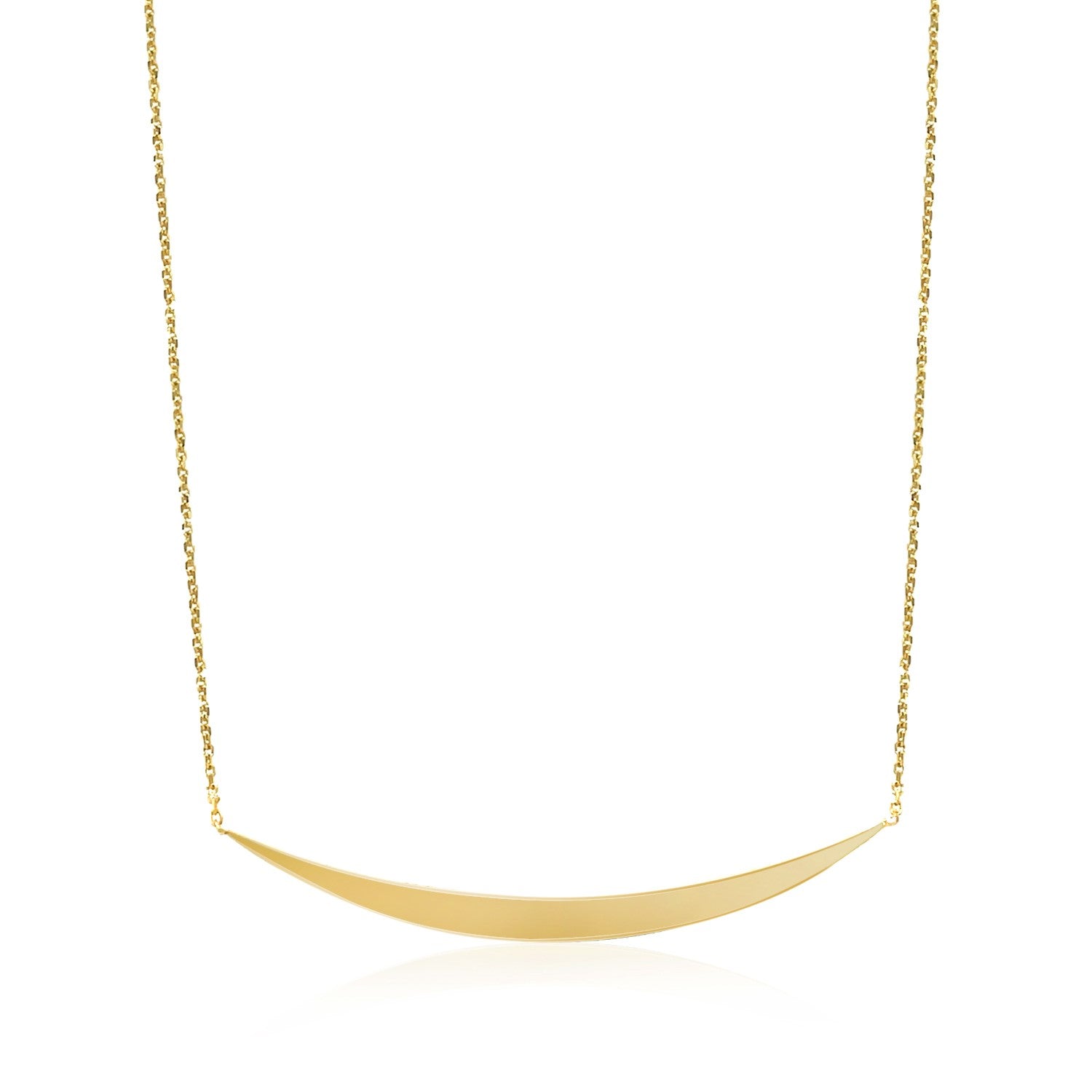 14k Yellow Gold Necklace with Polished Curved Bar Pendant