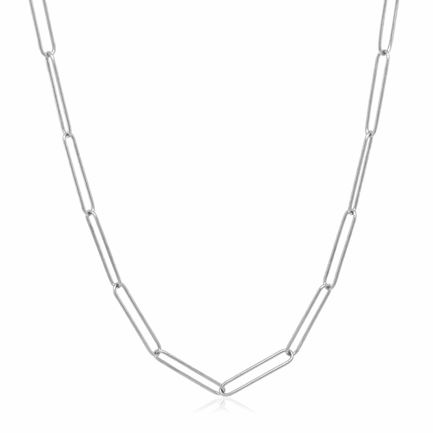 14k White Gold Wire Paperclip Chain (2.7 mm)