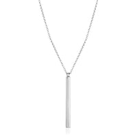 Sterling Silver 24 inch Necklace with Long Polished Bar Pendant