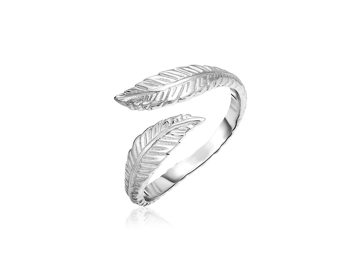 Sterling Silver Bypass Toe Ring with Leaves