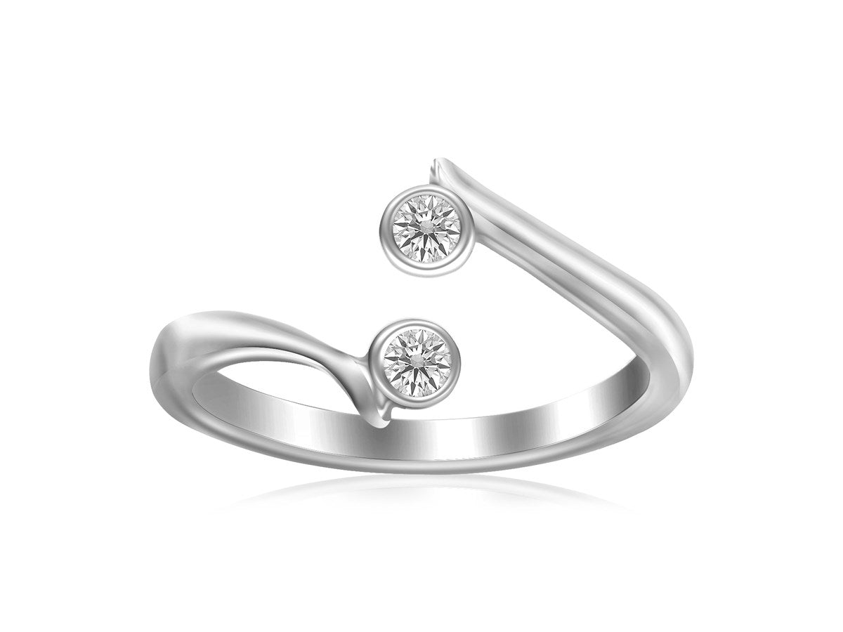 Sterling Silver Rhodium Finished Open Style Cubic Zirconia Accented Toe Ring