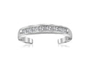Sterling Silver Rhodium Finished Toe Ring with White Tone Cubic Zirconia Accents