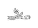 Sterling Silver Rhodium Plated Crossover Cubic Zirconia Accented Toe Ring