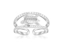 Sterling Silver Rhodium Plated Open Toe Ring with a Turtle Accent