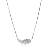 Sterling Silver Textured Angel Wing Necklace