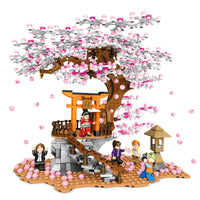 Japanese-style Street View Lighting Rotating Flower Box Assembling Building Blocks