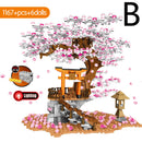 Japanese-style Street View Lighting Rotating Flower Box Assembling Building Blocks