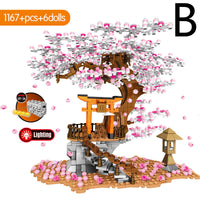 Japanese-style Street View Lighting Rotating Flower Box Assembling Building Blocks