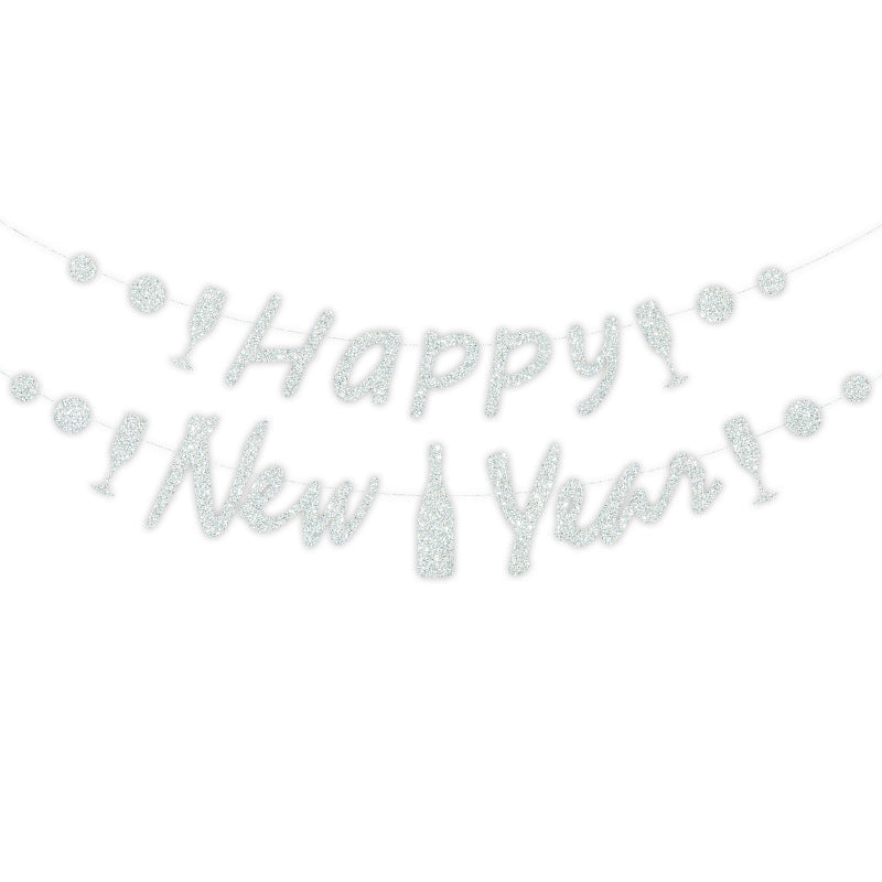 New Year Party Glitter Happy New Year Letter Hanging Flag
