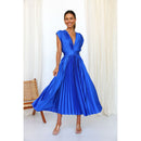Summer V-neck Pleated Dress INS Fashion Casual Loose Zip Sleeveless Dresses For Women Clothing