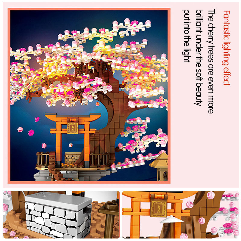 Japanese-style Street View Lighting Rotating Flower Box Assembling Building Blocks